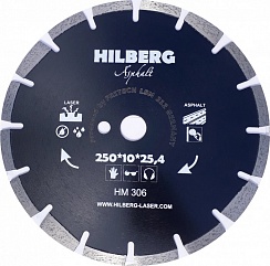 250 Диск алмазный по асфальту Hilberg Laser 250*10*25.4/12 mm сегментные
